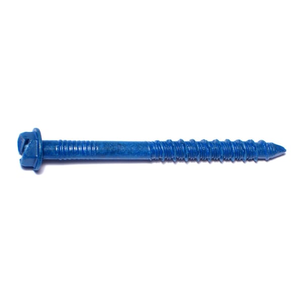Tapcon Concrete Screw, 1/4" Dia., Hex, 2 3/4 in L, Steel Blue Ruspert, 100 PK